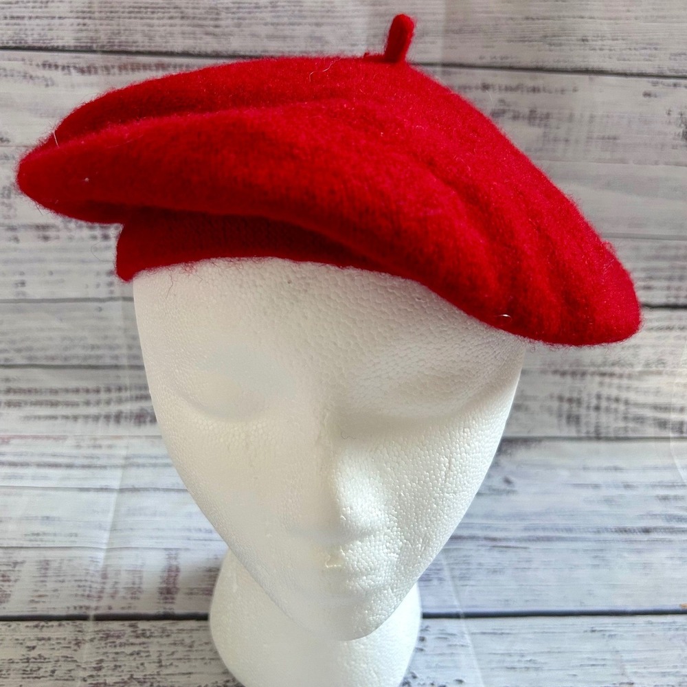 French Style Beret Women Red Wool Blend Winter Hat